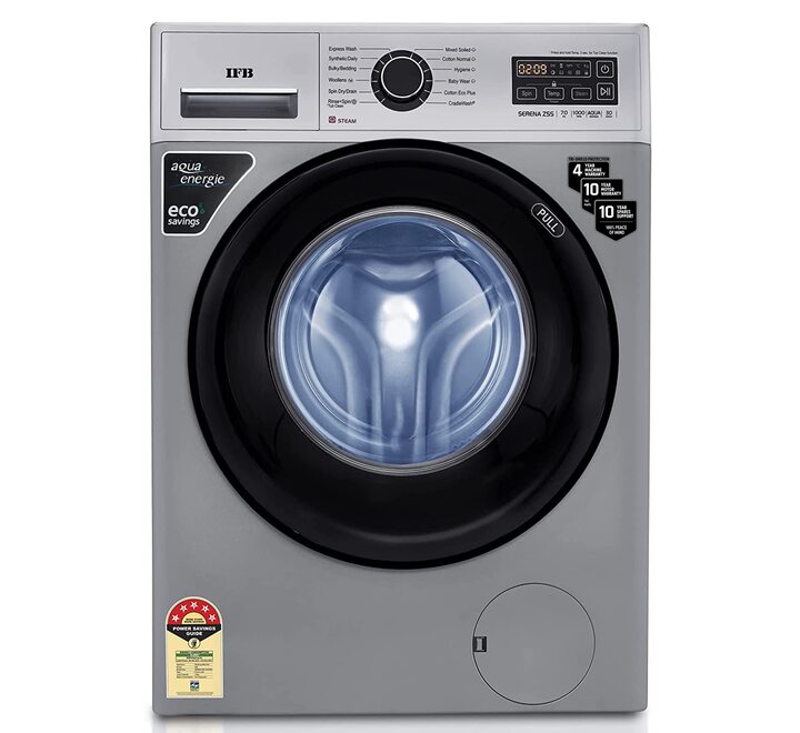 IFB 7 Kg 5 Star Front Load Washing Machine 2X Power Steam (SERENA ZSS 7010 Silver & Black In-built Heater 4 years Comprehensive Warranty) (SERENA ZSS 7010)
